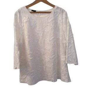 Talbots Embroidered Formal White Top